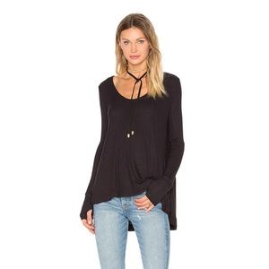 FREE PEOPLE Scoop Neck Malibu Long Sleeved Thermal Top Black Small